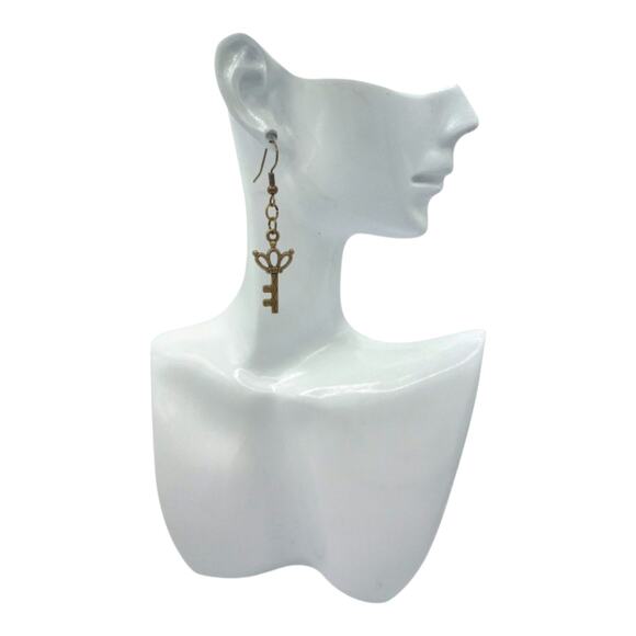 Key with Crown Earrings | Gothic Fantasy Jewelry - Picture 3 of 3